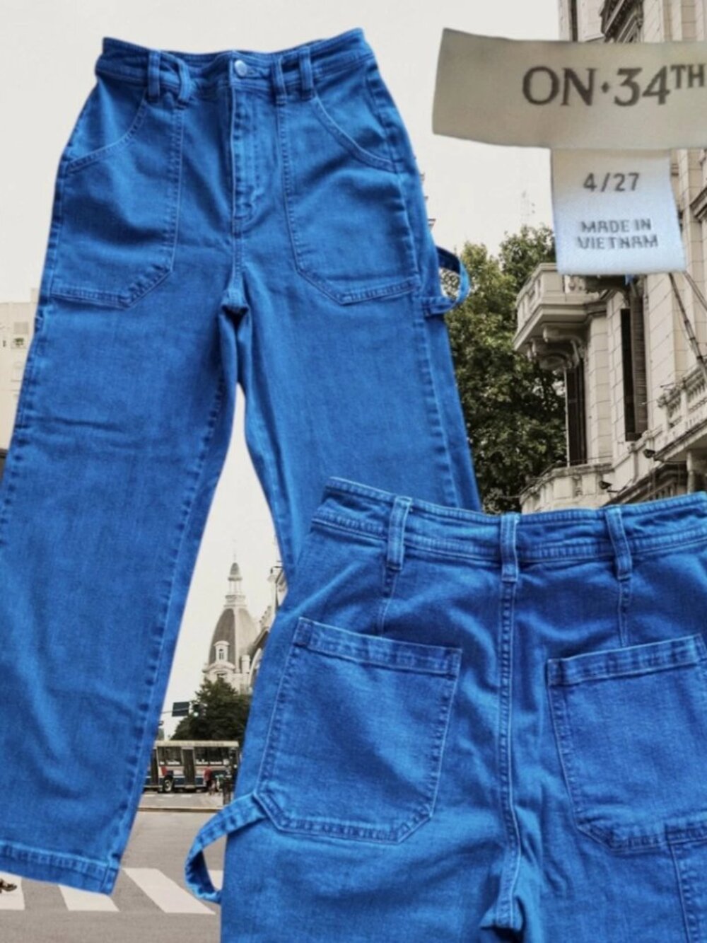 On 34th Womens 4/27 (24W x 26L) Barrel Leg High Rise Stretch Blue Denim Jeans